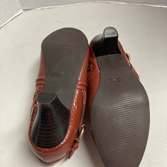 AJ Valenci Women's Brown Leather Chunky Heel Slip-on Ankle Boots Size 7 - Picture 7 of 12